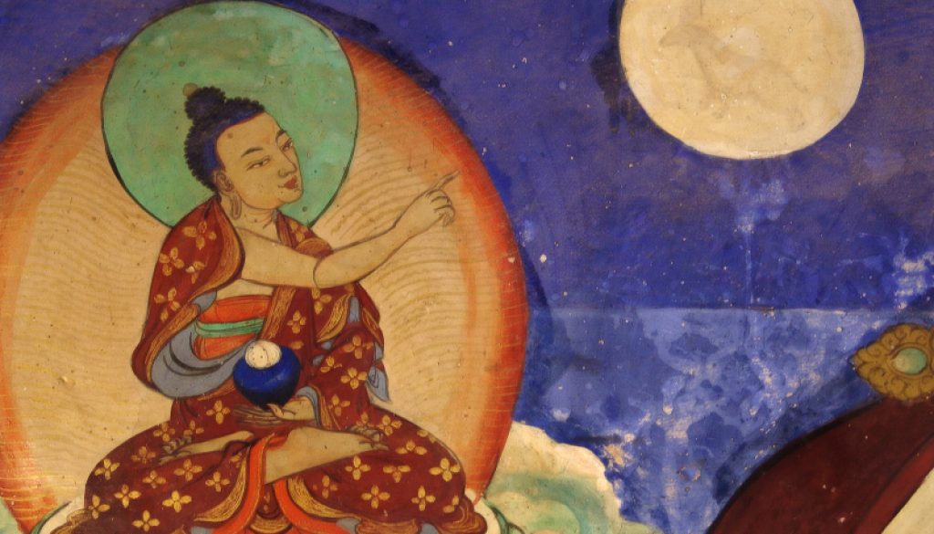 Buddha pointing finger at the Moon